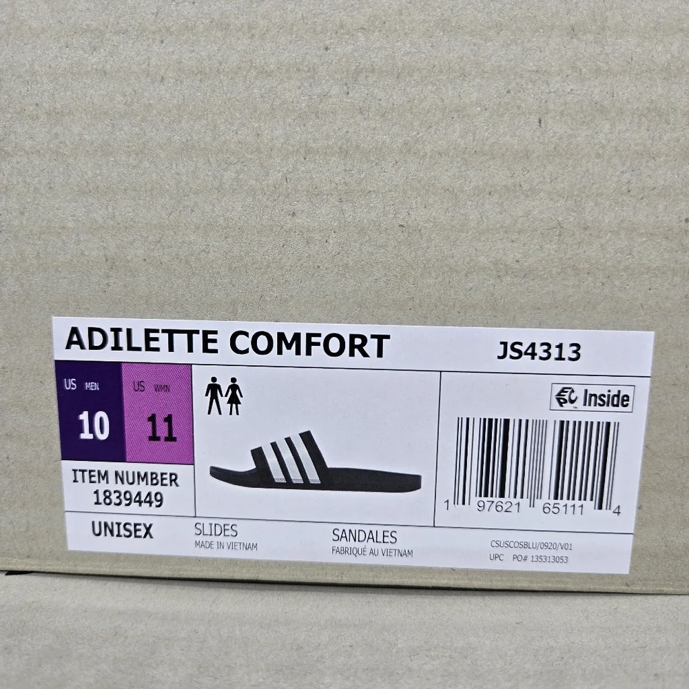 New adidas Adilette Comfort Slides Black White Men's Shoes Size 10